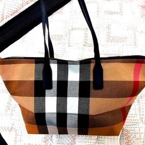 Canvas Tote Bag Grid Printed